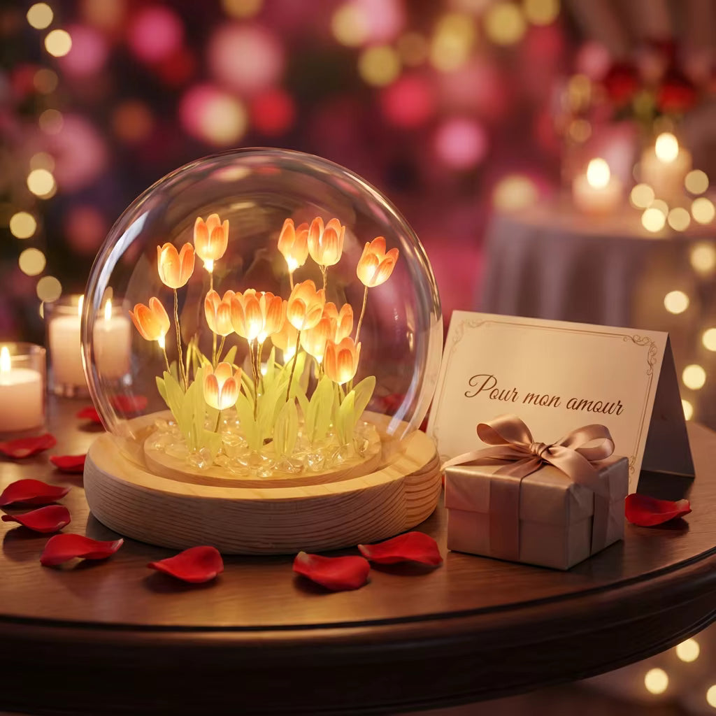 Mini Eternal Tulip Night Light - Luminous Glass Ball